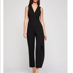 BCBGeneration Black V-Neck Overlap Jumpsuit size 6
